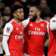 Reiss Nelson celebrating with his teammates